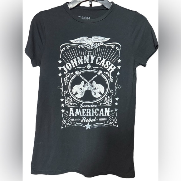Women’s Johnny Cash 2016-2017 Graphic Shirt Size Small in Black Band Tee - Picture 1 of 11